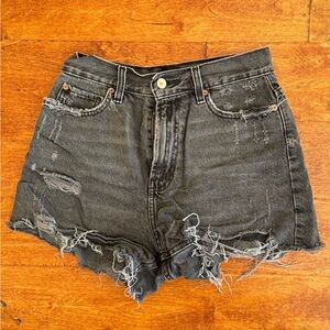 BDG Charcoal High Waist Distressed Jean Shorts